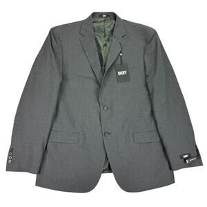 DKNY Mens Modern Fit Stretch Solid Suit Jacket Charcoal Gray 46R